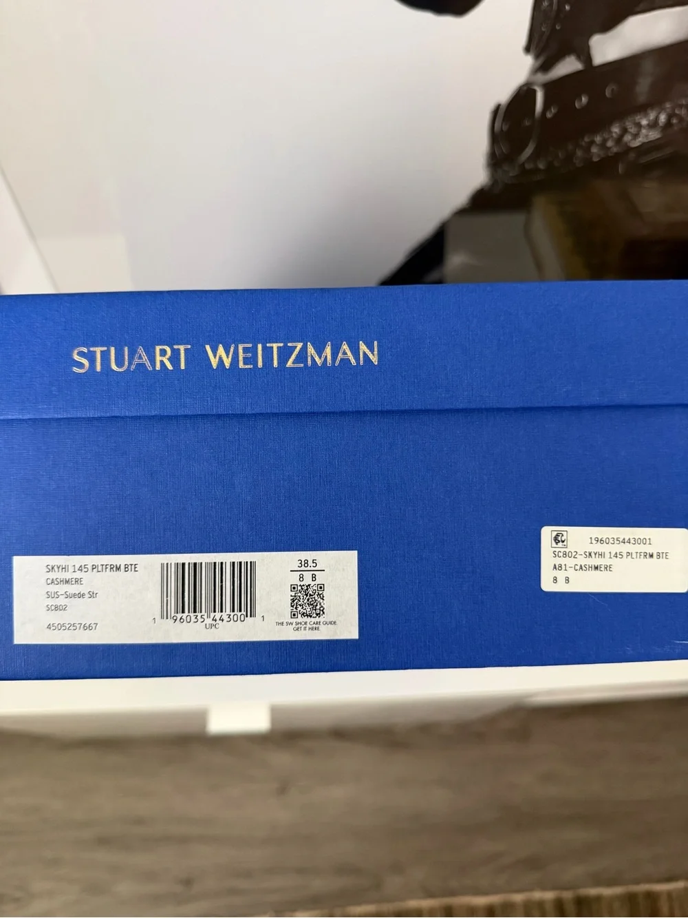 Stuart Weitzman SkyHigh Platform Boot in Cashmere, 8 - Box + Dustbag